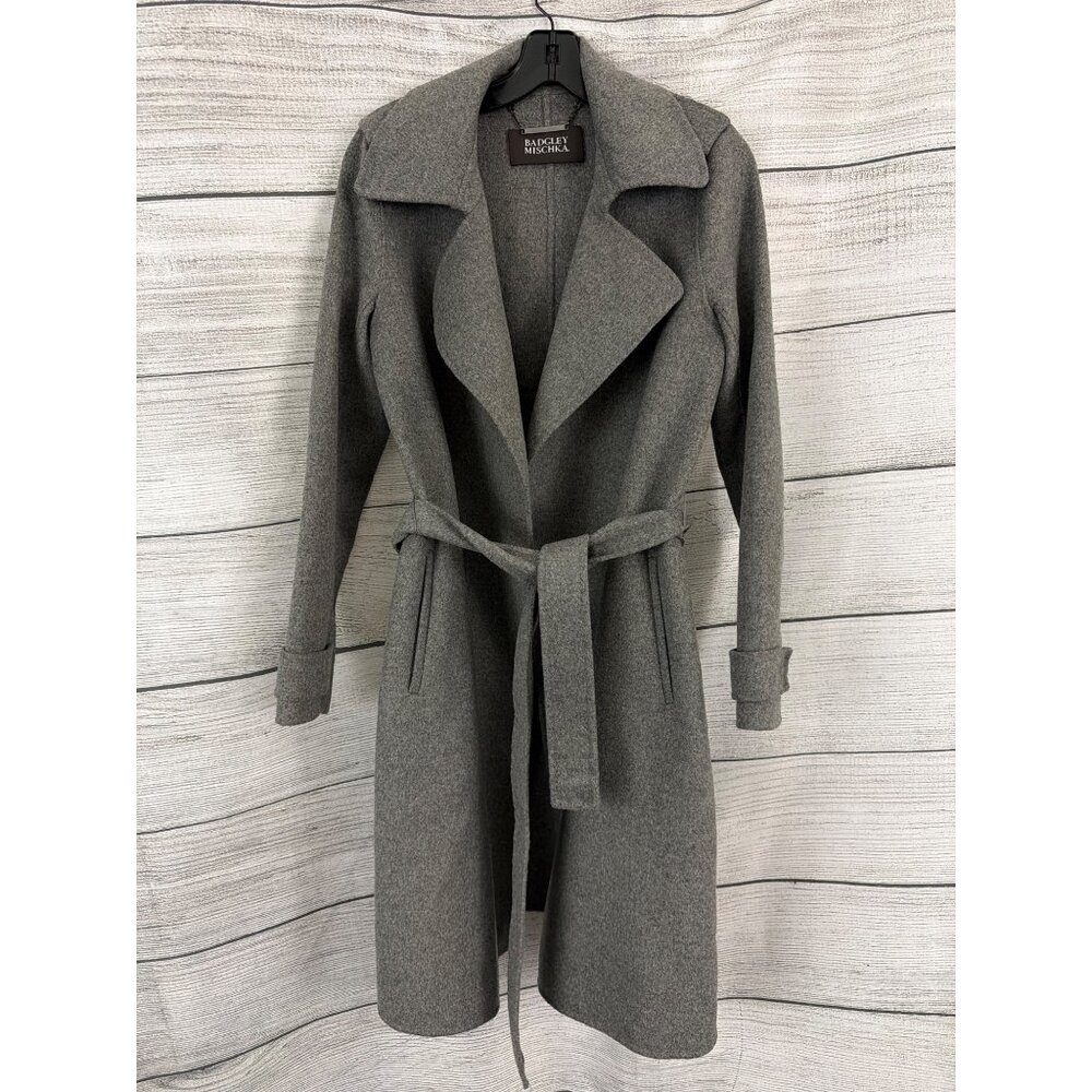 Badgley Mischka Chloe Double-Faced Wool Wrap Coat Size S